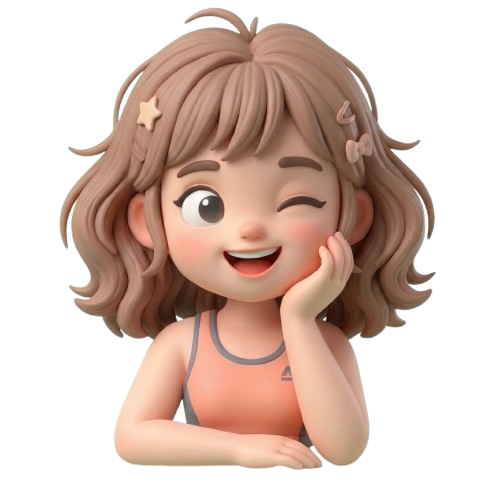 3D cute girl winking